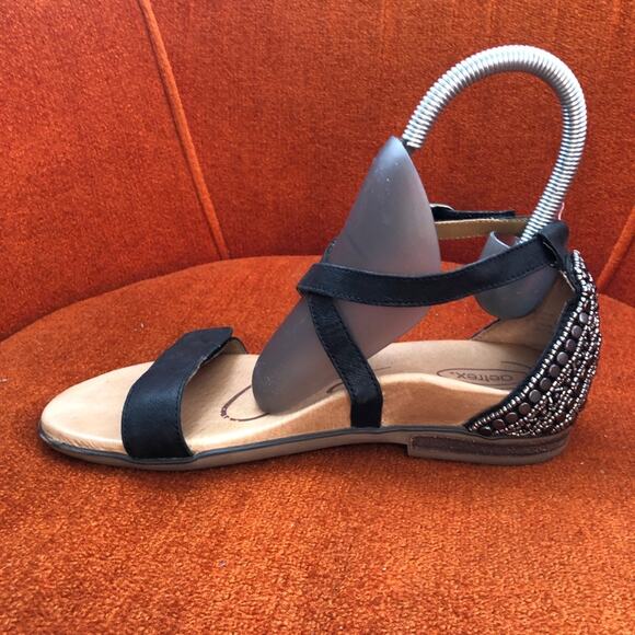 Aetrex Womens Brenda Sandals size 7 ES600W Black Tan Beaded Flat Adjustable - Picture 7 of 11
